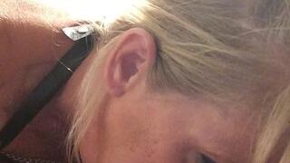 Blonde Milf Deepthroating her Man