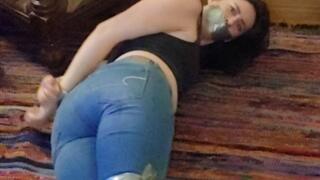 Taped Submissive Struggles on the Floor