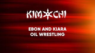 Ebon Wolf and Kiara Star Oil Wrestling