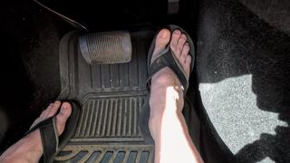 Pedal Pumping in Black Thong Sandals – SUV Foot POV Driving Tease - Kylie Jacobsx - MP4 1080p HD