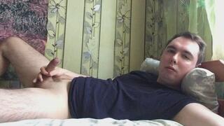 Fredi Sweet Cumshot wearing dark T-shirt