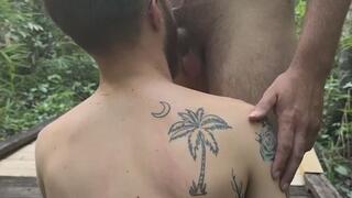 Wild Trail Fuck: Twink Doms Friend in Outdoor Breeding Session