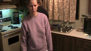 Bill spanked with a wooden spoon