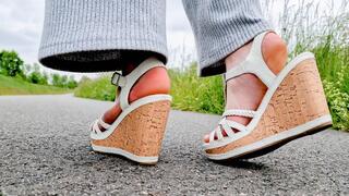 Barefoot in Cork Wedges – Natural Beauty & Sexy Steps