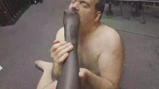 Sweaty nylon foot worship after a hard day in my chambers