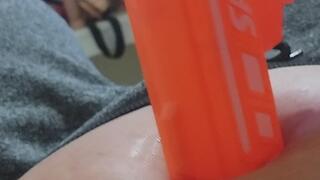 Filling up my belly button with a water weapon