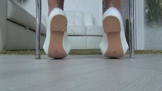 Heel popping in white ballet flats 2a