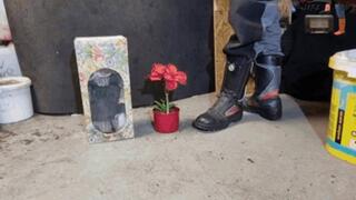Flower and porcelain figure under my boots