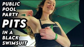 Public Pool Party Pits in a Black Swimsuit