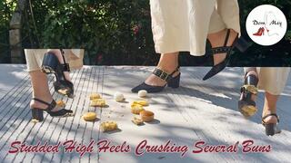 Studded High Heels Crushing Several Buns
