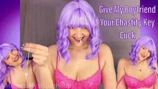 Give My Boyfriend Your Chastity Key Cuck - Cuckolding Femdom POV with Brat Mistress Mystique - MP4