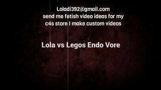 LOLA VS LEGOS endo Vore Legos have come to life and get crushed and eatenGiantess Foot Crush & Vore up close chewing Lego men Belly and digestion show avi