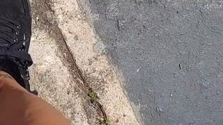 Giantess unaware in black jean shorts and guess high heeled hightop sneakers Giantess Lolas Dirty Sweaty Soles Socks&Sneakers after a walk on a sweltering hot day Toe Knuckle Cracking Foot Fetish Voyeurism cam