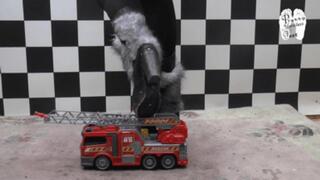 Fire Truck under hard wooden Clog Boots