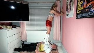 Danielle Black Mini Skirt & Chunky White Boots Trample