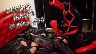 Deeper inside slave's ass * Pegging with a latex Devil