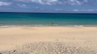 Naked Milf Helps a Jerking Stranger - BJ and Cum on Her Ass