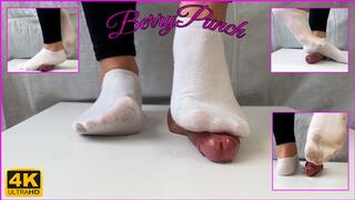 She Blocked His Cumshot - Cock Crush - Cock Trampling - Sockjob - CBT - 4K