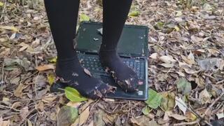 Trample and jump on laptop hard crush fetish laptop witch high heels and barefoot very sexy