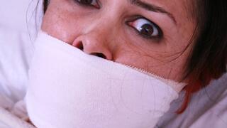 Tabatha Douglas is a Triple Panty Gagged, Heavily Roped up, then Mummified & Bound to the Bed By a Fugitive on The Run! RE ENCODE 2025 *A Storyline Video*