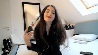 JOI in leather jacket and boots with happy ending on my leather boots