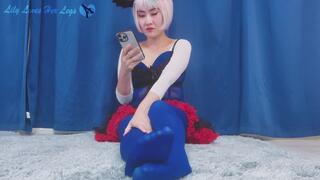 Japanese Ignoring Cosplay JOI Blue Tights Soles