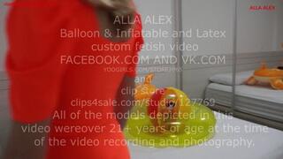 Alla has a hot fuck with an inflatable deer and an inflatable beach ball and lets the air out of them