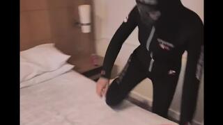 2 latex catsuits scuba suit bath tease