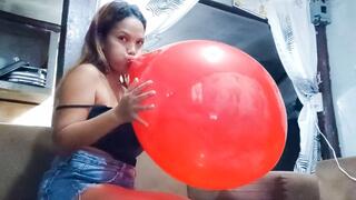 Sexy Juju Blows To Pop Your Big Balloon In Hot Denim Shorts