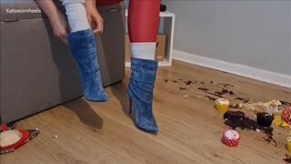 Kat Crushing Cupcakes with Heels, Boots and Socks