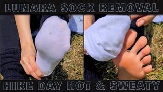 Lunara's Hike Day Sock Removal - Sweaty Feet Closeups