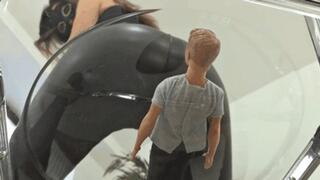 Tiny slave punished under the giantess' ass