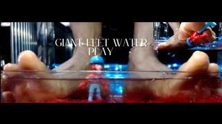 Giant Feet Sinks Tiny In Under Water Play - Ebony Giantess