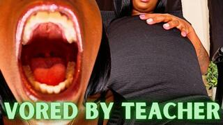 Vored by Teacher ft Queen Ava - A same size vore scene featuring: mouth fetish, big belly, bloated belly, digestion, role-play, and belly fetish - 4K MP4