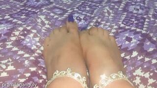 Purple Long Toenails & Sexy Beautiful Feet Show With JOI
