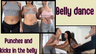 Punching and kicking in the belly + belly dancing