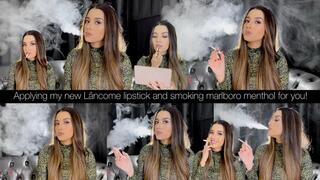 Applying my new Lâncome lipstick and smoking marlboro menthol for you!