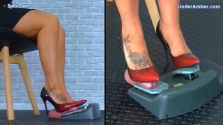Pedal Pumping The Cum From Your Balls In My Red Snakeskin Heels & Red Ombre Stilettos - 178 - Split Cam 1 - Shoejob Footjob Heeljob Cumshot