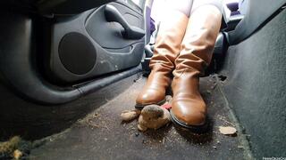 Candid Plushie Trample in BMW e46 Leather Brown Boots 2