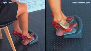 Pedal Pumping The Cum From Your Balls In My Red Snakeskin Heels & Red Ombre Stilettos - 178 - Split Cam 2 - Shoejob Footjob Heeljob Cumshot