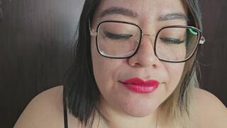 smoking while I put red lipstick on my lips