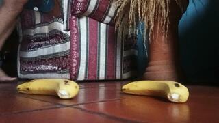 Roxan uses her bare feet to squash some tasty bananas (3)