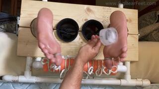 Cold Feet - ice and tickling big size 13 wide bare feet