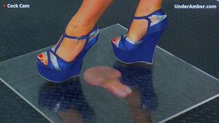Squishing Your Cock & Balls Under Plexiglass & My Blue Clubbing Wedges - Cock Cam - 179 - Trample Trampling CBT Ballbusting Crush Crushing