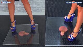 Squishing Your Cock & Balls Under Plexiglass & My Blue Clubbing Wedges - Split Cam - 179 - Trample Trampling CBT Ballbusting Crush Crushing