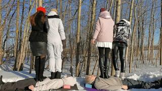 Multitrampling training #35 (Part 1): outdoor boots trampling & head standing & marching and jumping on men