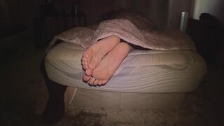 Jerk your cock to my soles while I try to rest!