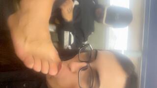 Gustav makes me worship his feet and pee on my face in public