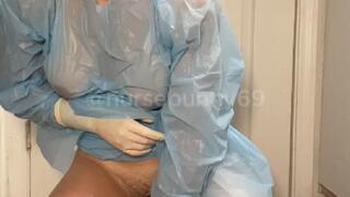 Surgical PPE Masturbation with Dildo and Anal Plug
