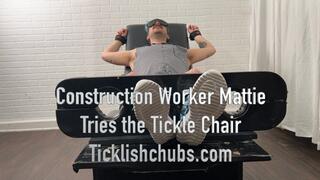 Construction Worker Mattie Tries the Tickle Chair